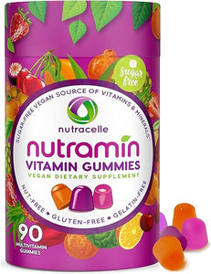 NUTRAMIN Daily Vegan Keto Multivitamin Gummies Vitamin C, D2, and Zinc for Immunity, Plant-Based, Sugar-Free, Nut-Free, Gluten-Free, with Biotin, Vitamin A, B, B6, B12 & More 90 Count, 45 Days in Pakistan