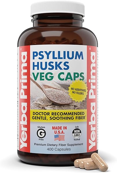 Yerba Prima Psyllium Husks Veg Caps, 400 Caps in Pakistan