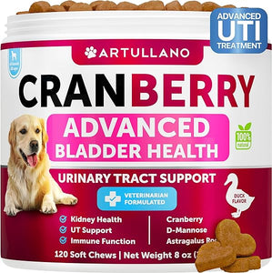 Dog UTI Treatment - Cranberry Supplement for Dogs - Bladder Control for Dogs - Dog Urinary Tract Infection Treatment - UTI Medicine for Dogs - Dog Cranberry Supplement - Kidney Support - 120 Chews in Pakistan