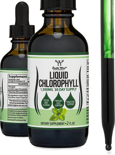 Chlorophyll Liquid Drops - Peppermint Flavored, Natural and Vegan Safe (Rich, Full Texture and Taste, Not Watered Down) for Skin Health, and Immune Function by Double Wood Supplements