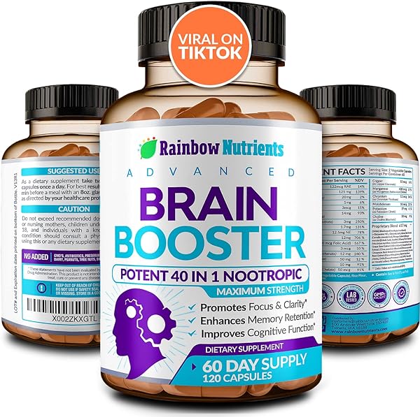 40-in-1 Brain Booster Supplements for Memory, Focus, Clarity, Energy, Performance | Natural Nootropics Brain Support Supplement with DMAE, Bacopa Monnieri & More | For Men & Women | 120 V Capsules in Pakistan