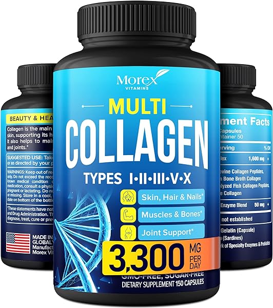 Multi Collagen Pills (Types I, II, III, V & X) - Marine Collagen & Bone Broth Capsules - Made in USA - Grass Fed Collagen Peptides - Anti-Aging Collagen Supplements - Hydrolyzed Collagen Capsules in Pakistan in Pakistan