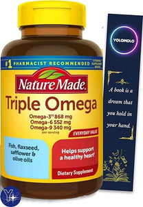 Triple Omega 369 Softgels, Nature Made Dietary Supplement, 74 Count and Bookmark Gift of YOLOMOLO in Pakistan