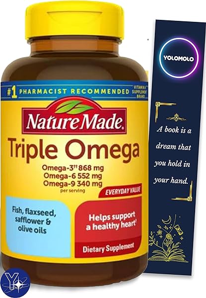 Triple Omega 369 Softgels, Nature Made Dietary Supplement, 74 Count and Bookmark Gift of YOLOMOLO in Pakistan in Pakistan