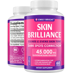 Glutathione Capsules - 45,000mcg Glutathione Supplement - Skin Tone Enhancer - Targets Dark Spots & Acne Marks - Potent Antioxidant - 60 Caps