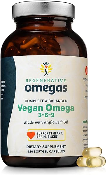 Ahiflower Oil Softgels Complete and Balanced Vegan Omega 3-6-9 Essential Fatty Acids Plant Based No Fish Source of Vegan Healthy Fats 120 Vegan softgels in Pakistan