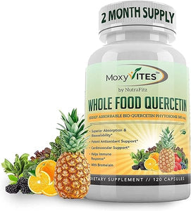 Quercetin with Bromelain 500mg Supplement - Bioactive Phytosome Complex, Pure Organic Whole Food Seasonal Support, Healthy Inflammatory Response, Antioxidant, 20X Absorption & Bioavailability-120 Caps in Pakistan