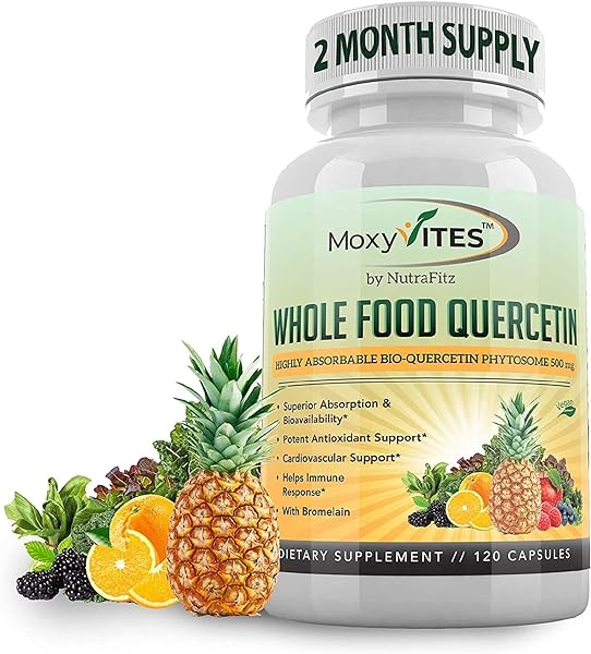 Quercetin with Bromelain 500mg Supplement - Bioactive Phytosome Complex, Pure Organic Whole Food Seasonal Support, Healthy Inflammatory Response, Antioxidant, 20X Absorption & Bioavailability-120 Caps in Pakistan in Pakistan