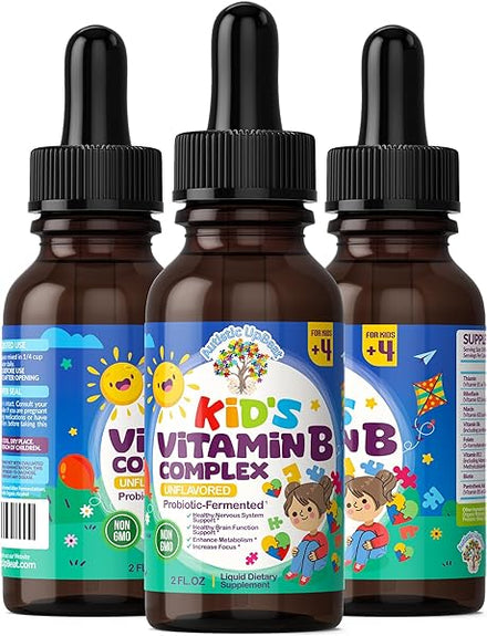 Autistic UpBeat: Kid's Vitamin B Complex | Kid-Friendly Drops | Unlfavored | B1, B2, B3, B6, B7, B9 & Methyl B12 | Brain Function, Focus, Metabolism | Kids B Complex Liquid Drops Supplement in Pakistan