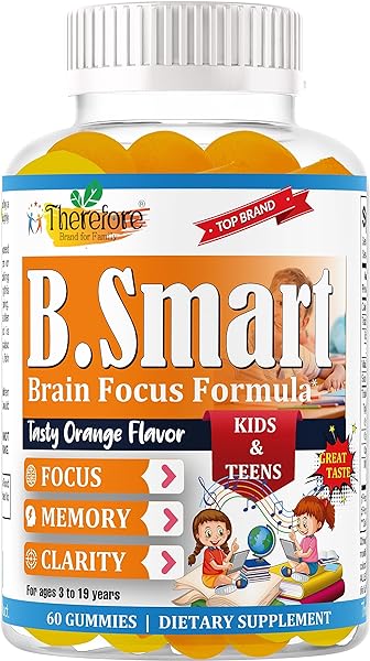 B.Smart Brain Supplement for Kids, Omega 3 Gummies Support Memory, Focus, Clarity, Concentration, and Attention Focus Gummies for Kids & Teens, Fruity Taste Easy to Swallow 60 Gummies in Pakistan