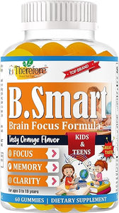 B.Smart Brain Supplement for Kids, Omega 3 Gummies Support Memory, Focus, Clarity, Concentration, and Attention Focus Gummies for Kids & Teens, Fruity Taste Easy to Swallow 60 Gummies in Pakistan