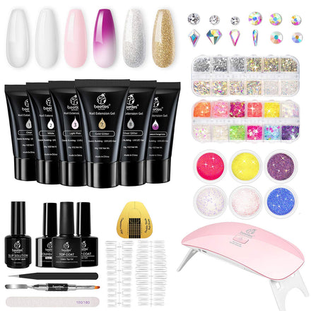 Beetles Gel Polish Nude Poly Nail Kit with Mini Nail Lamp for Nail Art Starter Kit