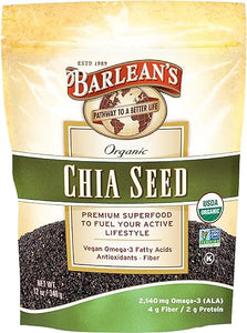 Barlean's Organic Chia Seeds with 2,140 mg Omega-3 Fatty Acids - Vegan, USDA Organic, Non-GMO - 12 oz in Pakistan