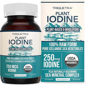 Organic Iodine Supplement from Sea Vegetable Complex, Whole Food & Raw Form - Iodine Plus Trace Mineral Complex – Contains Purest Icelandic Sea Kelp, Irish Moss & Bladderwrack (250 mcg) in Pakistan