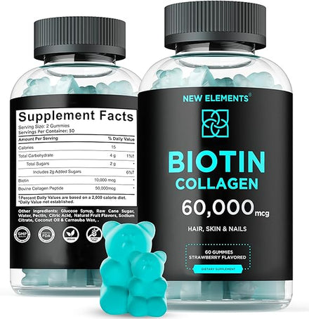Biotin & Collagen Peptides Gummies - Collagen Peptides 50000mcg + Biotin 10000mcg Chewable Vitamin B7 for Hair Skin and Nails, Hair Growth Supplement for Men & Women, Non-GMO in Pakistan