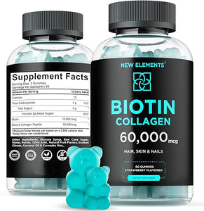 Biotin & Collagen Peptides Gummies - Collagen Peptides 50000mcg + Biotin 10000mcg Chewable Vitamin B7 for Hair Skin and Nails, Hair Growth Supplement for Men & Women, Non-GMO in Pakistan