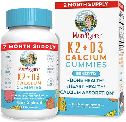 Calcium with Vitamin D & Vitamin K2 | 2 Month Supply | Calcium Supplement Supports Bone Health & Joint Support | Calcium with Vitamins D3 K2 Gummies | Vegan | Non-GMO | Gluten Free | 60 Count in Pakistan