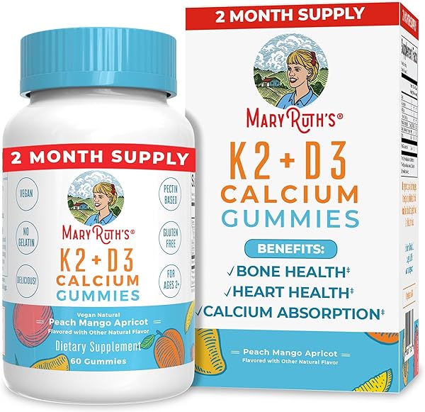 Calcium with Vitamin D & Vitamin K2 | 2 Month Supply | Calcium Supplement Supports Bone Health & Joint Support | Calcium with Vitamins D3 K2 Gummies | Vegan | Non-GMO | Gluten Free | 60 Count in Pakistan in Pakistan