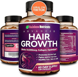 Hair Growth Vitamins for Women | Biotin 10,000mcg, Collagen, Patented OptiMSM®, goMCT®, Saw Palmetto | Naturally Regrow Stronger & Healthier Hair, Skin and Nails | Stops Hair Loss | 60 Day Supply in Pakistan