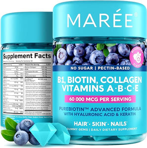 MAREE Vitamin B1 Thiamine & B7 Biotin Gummies - A E D C Vitamins Complex with Keratin, Collagen, Hyaluronic & Pantothenic Acid for Skin, Nails & Hair in Pakistan