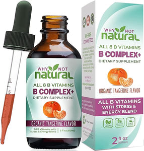 Why Not Natural Vitamin B Complex Liquid Drops - Organic Supplement for Women - Vegan and Sublingual Forms of B1 B2 B3 B5 B6 Biotin Folate and Choline - Plus Blend for Stress and Energy in Pakistan