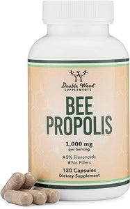 Bee Propolis Capsules 1,000mg Servings, 120 Count (Most Potent Propolis Extract Std. to 5% Flavonoids) No Fillers, Vegan Safe, Non-GMO, Gluten Free (Immune Support Supplement) by Double Wood in Pakistan