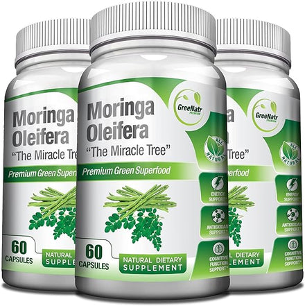 Pure Moringa Oleifera Leaf Extract Veggie Capsules-1000 mg. Natural Herbal Supplement. Energy, Mood, Memory and Focus Support. Premium Green Superfood. (3 Bottles) in Pakistan