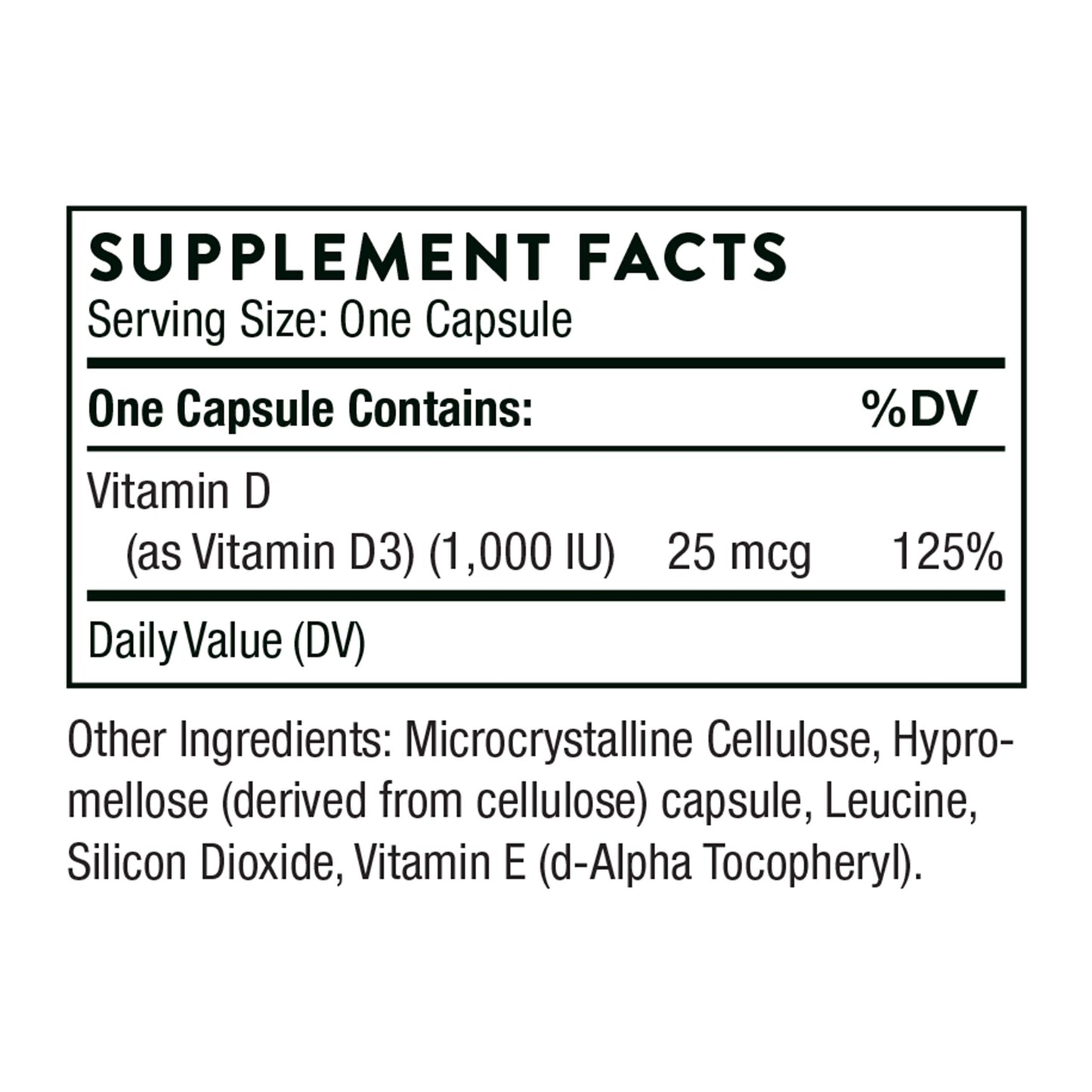 THORNE Vitamin D-1000 - Vitamin D3 Supplement - 1,000 IU - Support Healthy Bones, Teeth, Muscles, Cardiovascular, and Immune Function - Gluten-Free,Dairy-Free, Soy-Free - 90 Capsules