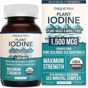 Organic Iodine Supplement – 1,500 mcg Iodine, Max Strength - from Sea Vegetable Complex, Whole Food & Raw Form – Contains Purest Icelandic Sea Kelp, Irish Moss & Bladderwrack (1500 mcg) in Pakistan