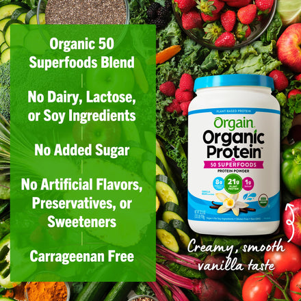 Orgain Organic Protein + Superfoods Powder, Vanilla Bean - Supplement in Pakistan