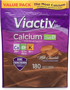 Viactiv Calcium Plus Vitamin D Supplement Soft Chews, Brown, Milk Chocolate, 180 Count in Pakistan