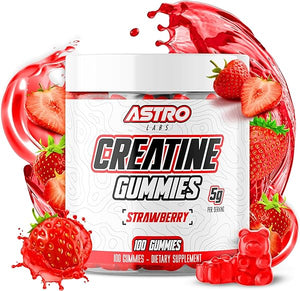 Creatine Chewable Gummy Bears - 5g per Serving, Easy Digesting, Fast Absorbing Chews for Men and Women - Build Muscle, Improve Recovery, Strength, and Endurance - Strawberry (100 Count) in Pakistan