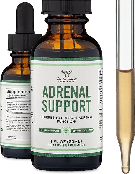 Adrenal Support Supplements (Liquid Drops) - 10 Organic Adaptogens for Adrenal Fatigue (One Month Supply) Cortisol Manager for Stress Relief (10 Apoptogenic Herbs for Adrenal Health) by Double Wood in Pakistan
