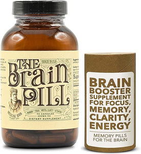 The Brain Pill 90 Capsules – Organic Brain Booster Supplement - Memory Pills for Brain w/ Ginkgo Biloba Capsules, Lion’s Mane & Sage - Brain Booster Supplement for Focus, Memory, Clarity, Energy in Pakistan