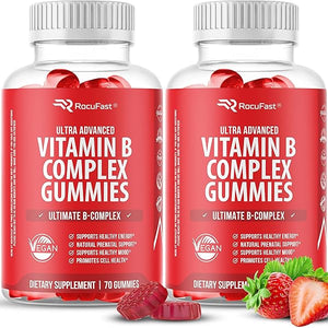 Vitamin B Complex Gummies Supplement - Potent Vitamin B12, B3, B5, B6, B7, B8, B9, Folic Acid & Vitamin C Blend Containing Niacin, Folate, and Biotin - Energy Supplement Vegan Friendly (2Pack 140 Ct) in Pakistan