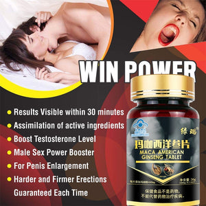 Testosterone Booster for Men Increase Length Stamina Maca & Ginseng Energy Strength Enhance Erection Growth Thickening Vegan