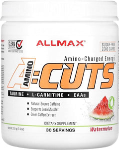ALLMAX A:CUTS Amino-Charged Energy Drink, Watermelon - 210 g - with Caffeine, Green Coffee Extract, L-Carnitine & 2000 mg of Taurine - Sugar & Gluten Free - 30 Servings in Pakistan