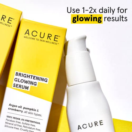 Acure Brightening Glowing Serum - Hydrates, Soothes & Adds Antioxidant Protection