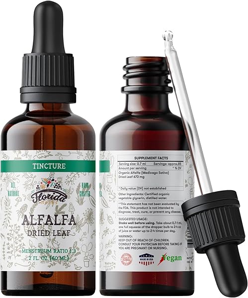 Alfalfa Tincture, Organic Alfalfa Extract (Medicago Sativa) Dried Leaf, Antioxidant Extract for Immune Support, Non-GMO in Cold-Pressed Organic Vegetable Glycerin 2 oz, 670 mg in Pakistan in Pakistan