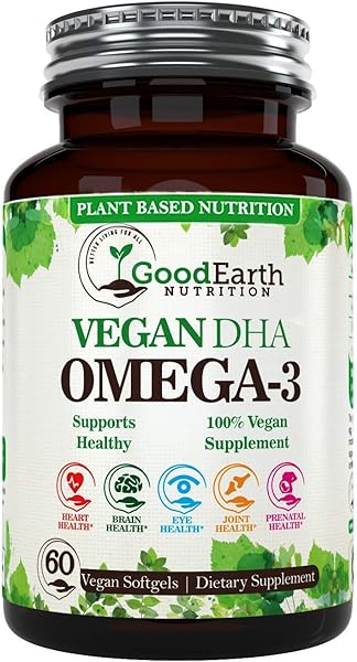 Algal Oil - Vegan DHA Omega 3 Fish Oil Supplements - Brain Booster,Joint Supplement & Prenatal Vitamin -Provides Healthy Heart & Immune Support - Burpless Algae Supplement - 60 Mini Fish Oil Softgels in Pakistan in Pakistan