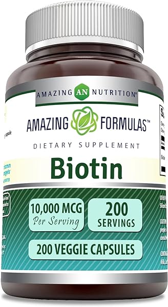 Amazing Formulas Biotin 10000mcg 200 Veggie Capsules Supplement | Non GMO | Gluten Free | Made in USA | Suitable for Vegetarians in Pakistan in Pakistan