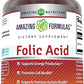 Amazing Formulas Folic Acid Tablets Supplement - Supports Immune System & Energy Production* - Promotes Cell Health* (5000mcg, 120 Count)