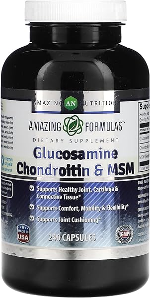 Amazing Formulas Glucosamine + Chondroitin + MSM - 240 Capsules (Non-GMO) - Supports Healthy Joint, Cartilage and Connective Tissue - Promotes Joint Comfort & Flexibility (240 Capsules) in Pakistan in Pakistan