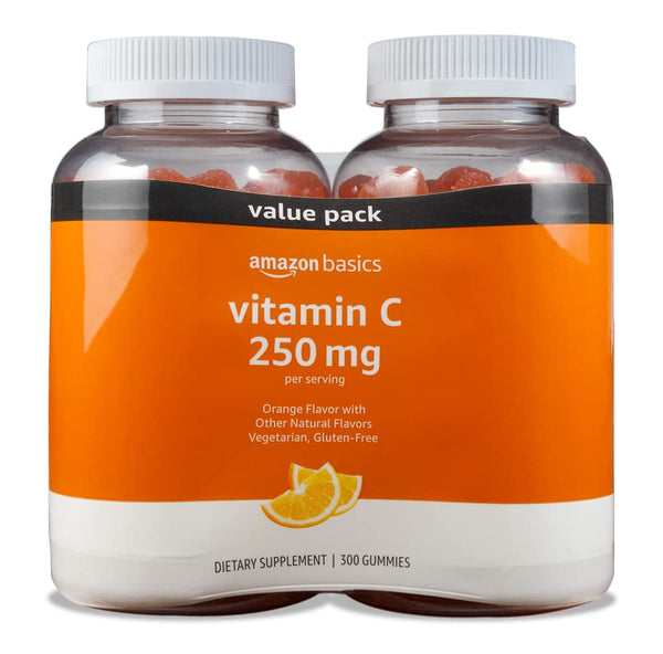 Amazon Basics Vitamin C 250 mg Gummies, Orange, 300 Count (2 Packs of 150), 2 per Serving (Previously Solimo) in Pakistan