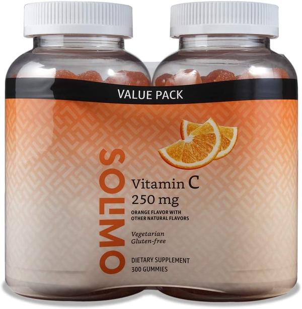 Amazon Brand - Solimo Vitamin C 250mg, 150 Gummies (2 Gummies per Serving), Immune Health
