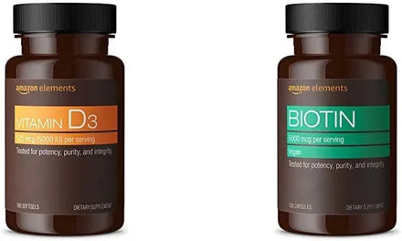 Amazon Elements Vitamin D3, 5000 IU, 180 Softgels, 6 month supply (Packaging may vary), Supports Strong Bones and Immune Health