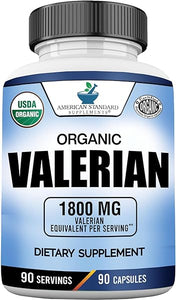 American Standard Supplements Organic Valerian 1800mg Per Serving – Vegan, Gluten Free, Non-GMO, 90 Capsules, 90 Servings in Pakistan