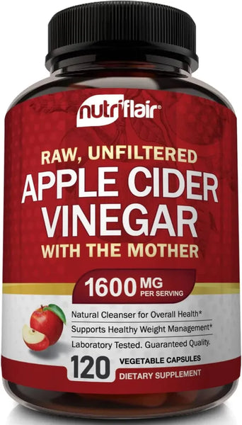 Apple Cider Vinegar Capsules with The Mother - 120 Vegan ACV Pills - Best Supplement for Healthy Weight Loss, Diet, Keto, Digestion, Detox, Immune - Powerful Cleanser & Appetite Suppressant Non-GMO in Pakistan