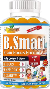 B.Smart Brain Supplement for Kids, Omega 3 Gummies Support Memory, Focus, Clarity, Concentration, and Attention Focus Gummies for Kids & Teens, Fruity Taste Easy to Swallow 60 Gummies in Pakistan
