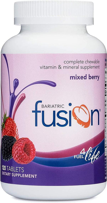 Bariatric Fusion Mixed Berry Complete Chewable Bariatric Multivitamin with Iron for Bariatric Surgery Patients Including Gastric Bypass and Sleeve Gastrectomy - 120 Tablets